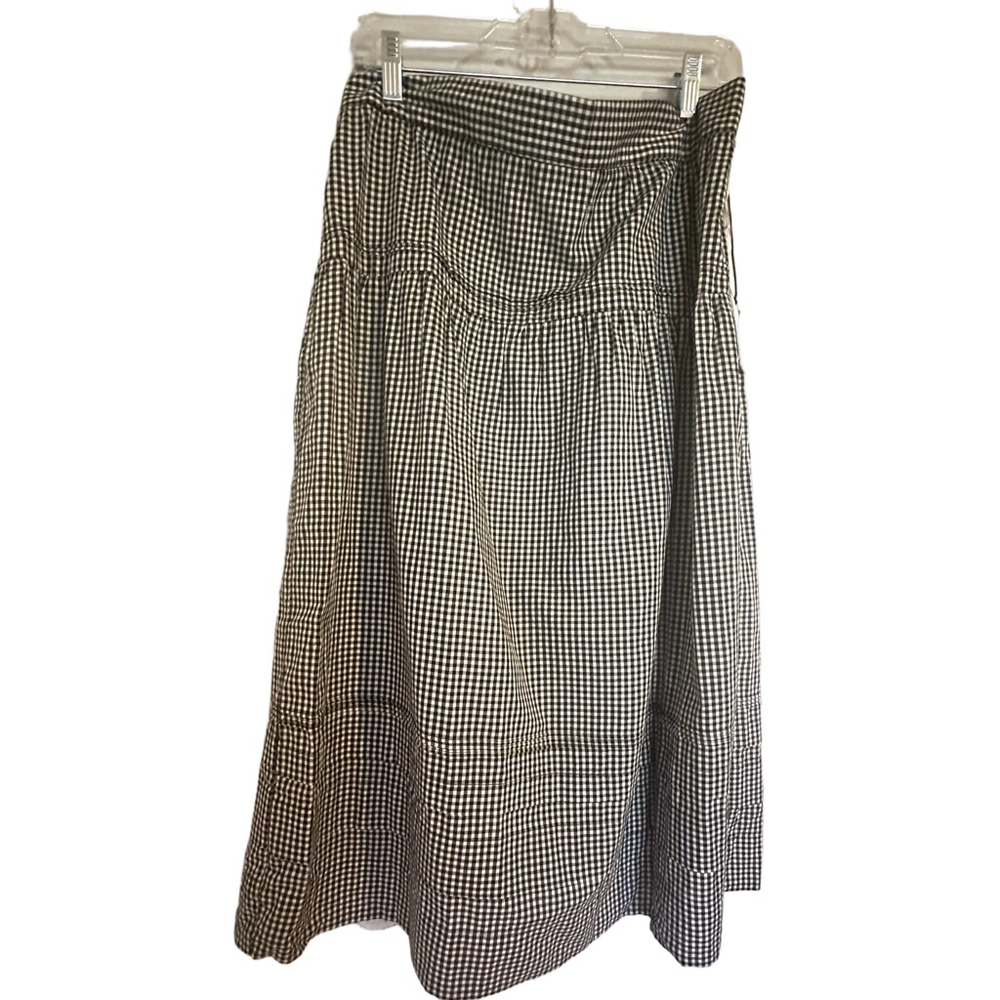 Classic Black and White Gingham Midi Skirt